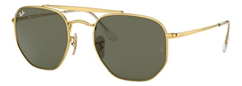 Óculos De Sol Ray-ban General Marshal Standard Armação De Metal Cor Polished Gold, Lente Green Clássica, Haste Polished Gold De Metal - Rb3648