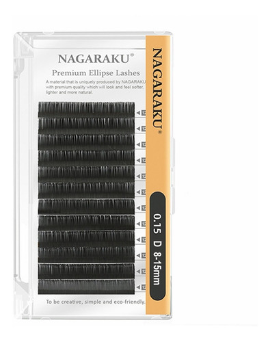 Nagaraku Ellipse Matte Extensiones De Pestañas, Negro 8-15mm