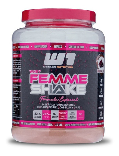 Proteina Mujer Whey Femme Shake 1 Kg. Winkler Nutrition Sabor Dulce De Leche