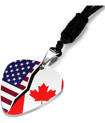 Collar De Púa De Guitarra Con Bandera Estadounidense Y Canad