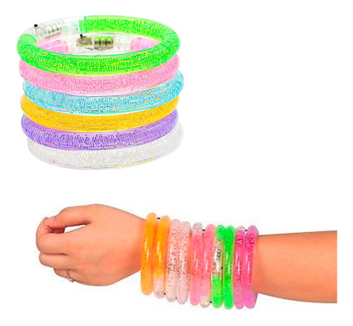 Pulsera Luminosa Led Cotillon Acrilica Brillantes Fiesta X20