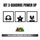 Kit 3 Quadros Vazados Power Up Super Mario Em Mdf Gamer