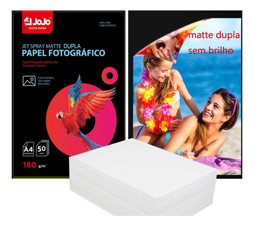 500 Folhas Papel Foto Matte 180g A4 Dupla Face Prova D´água