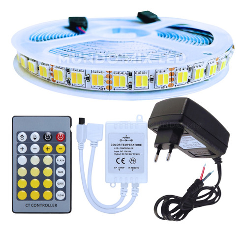 05mts Fita Led Cct 3cor 3000k 4000k  6000k + Dimmer + Fonte