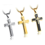 Cristo Jesus. Collar De Cruz Acero Inoxidable Regalo Hombre