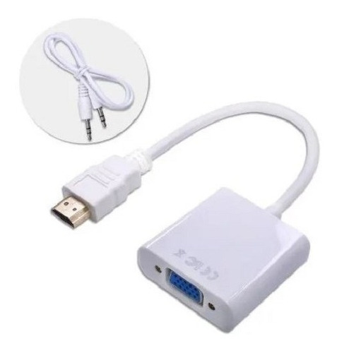 Adaptador Hdmi Macho A Vga Hembra+audio, Blanco / Importhans