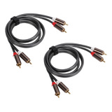 2 Cables Rca, Cable De 2 A 2 Av, 4 Cabezales, Amplificador D