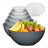 12 Piece Plastic Mi Bowls Set, Colorful Nesting Bowls With L
