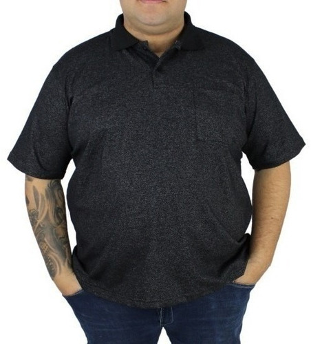 Camiseta Gola Polo Manga Curta Listrada Plus Size Malha Leve