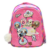 Mochila Sweet Donas Y Mascotas Espaciales 3d Estampado Rosa Primaria Tokidoki