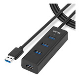 Unitek 4 Puertos Usb 3.0 Hub Cable Largo De 48 Pulgadas Con 