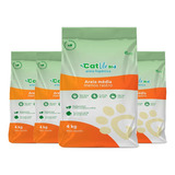 Kit 4 Areias Higiênica Cat Life Bio Média P/ Gatos 4kg