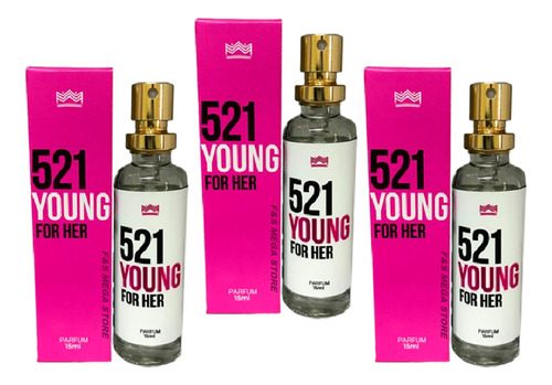 Kit 3 Perfume Feminino 521 Young Amakha Paris 15ml Bolsa