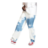 Pantalones Anchos De Mezclilla Con Estampado Tie-dye [u]