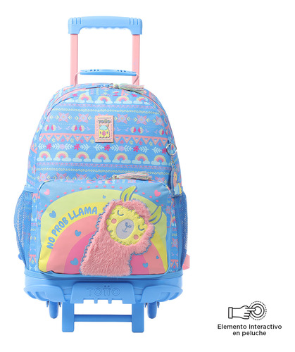 Morral Con Ruedas Para Niña Llama L Azul