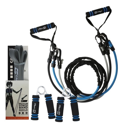 Kit Ejercicio Fitness Yoga Bandas Resistencia Agarres Mnn13