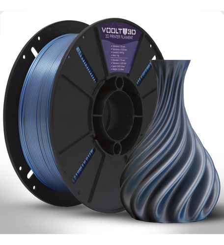 Filamento Nacional Pla Duo Color Voolt3d 1kg De Impressão 3d Cor Alumínio E Azul