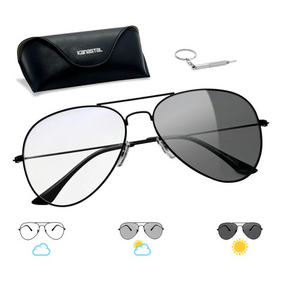 Gafas Kanastal M3002 Piloto Fotocromáticas Anti Luz Azul Negro Mate | Envío gratis