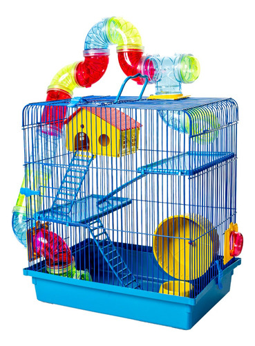 Gaiola Casinha Hamster Grande Completa Luxo 3 Andares 