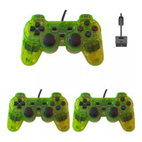 Controle Ps2 Transparente Doubleshock 4 Cores Manete