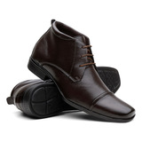 Bota Social Sapato Cano Alto Couro Forrado Confortavel Top