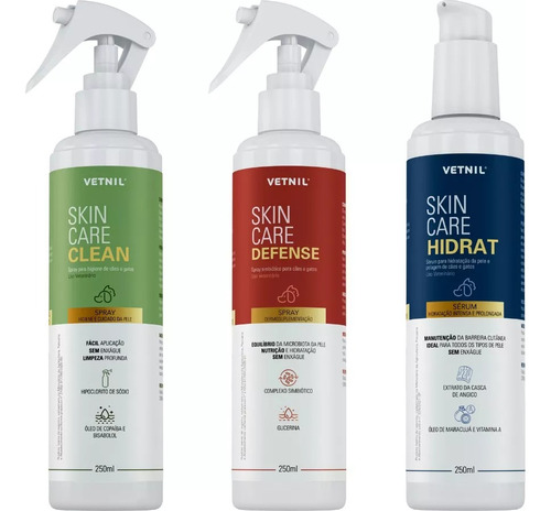 Kit Skin Care Vetnil Hidrat + Defense + Clean