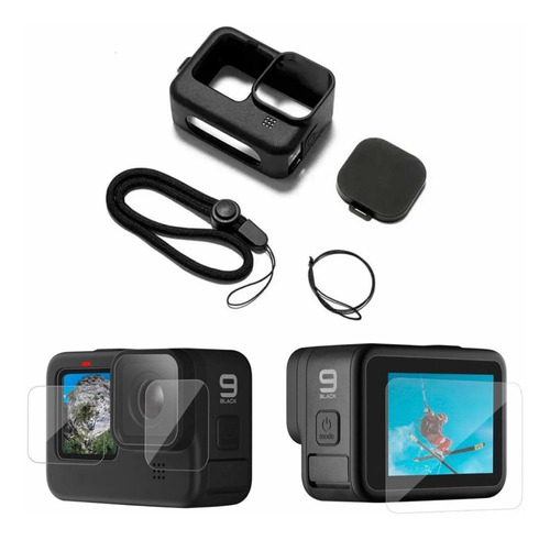 Funda Silicona Estuche Gopro Hero 9 + Kit Vidrio Protector