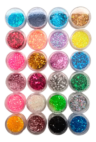 Glitter Encapsulado Flocado Para Unhas 24 Lindas Cores 24un