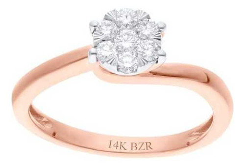 Anillo Bizzarro Solitario Oro Rosa 14k Con 25pts De Diamante