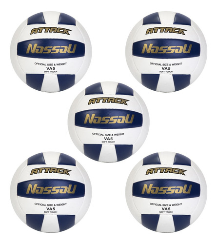 Set Por 5 Pelotas De Voley Nassau Beach Volley Profesional