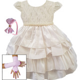 Vestido Infantil Branco Ano Novo Reveillon  Com Kit