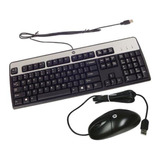 Kit  Mouse Y Teclado Hpe Usb Us - Negro/plata