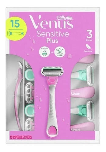 Gillette Venus Sensitive Plus 15 Maquinas Para Afeitar