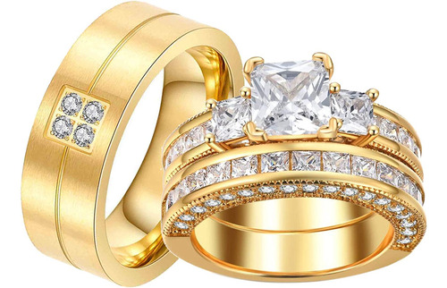 Ringcrown Anillos Para Parejas, Chapados En Oro Amarillo, Pr