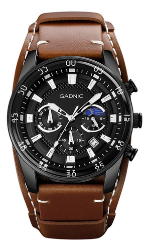 Reloj Pulsera Hombre Gadnic  Resistente Al Agua Cuero