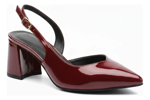 Zapatillas Vino Para Mujer Tipo Slingback 7 Cm