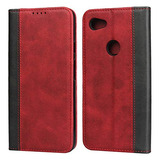 Funda Cartera Para Google Pixel 3a Rojo+negro Pu Magnetico P