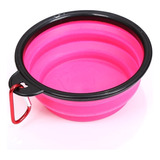 Plato De Goma Plegable Portátil De Mascotas Perro Y Gato Color Rosa