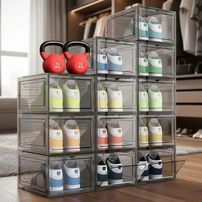 Zapatos Cajas De Plastico Transparente Resee Estantes Organizador 12 Piezas Gris