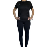 Conjunto Remera Deportiva Mujer + Calza Larga Tiro Alto 