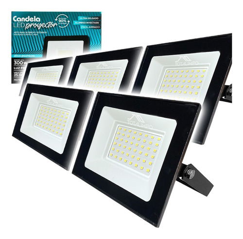 5 Reflectores Led 50w Inter/exter Proyector Candela 6847