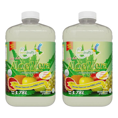Pack 2 Galones Jugo de Aloe Vera Best Health con Pulpa Natural de Sábila y trocitos de aloe vera sabor a Frutas Tropicales | Meses sin interés