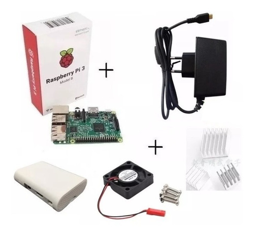 Raspberry Pi3 B, Fonte, Case, Dissipadores Completo!