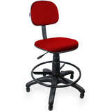 Cadeira Caixa Alta Secretária Estofada Tecido Vermelho