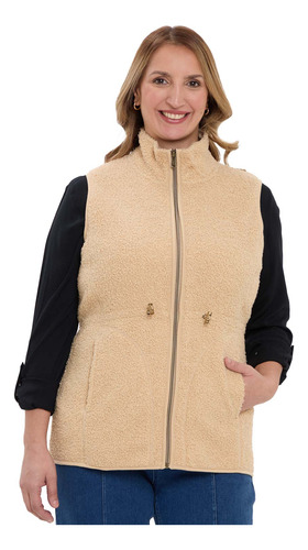 Polar Mujer Peludo Bouclé Beige Fashion's Park