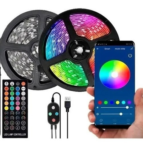 Tira Led Rgb 5050 Kit 20 Mts Fuente Bluetooth Ritmica Sonido