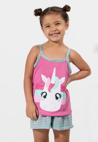 Pijama Infantil Rcl Modas Estampa Unicórnio Baby Doll Verão