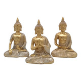 Trio Buda Hindu Tibetano Decoração Sala Estatueta Enfeite
