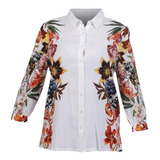 Camisa Para Dama Blanca Flores Estampadas Cklass 990-89 