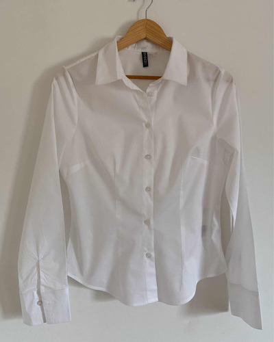 H&m. Camisa Blanca Entallada. Mujer. Talle M #ma38